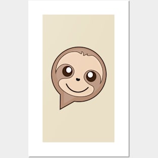 Cute Sloth Cartoon Character in Speech Bubble Posters and Art